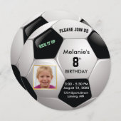 サッカーおもしろい⚽フォト誕生日エピックパーティー 招待状 (正面/裏面)