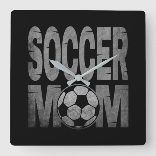 サッカーお母さん スクエア壁時計 (正面)