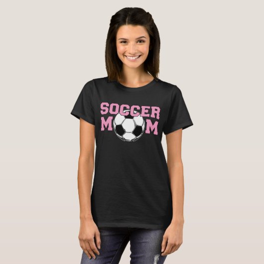 サッカーお母さん - ピンク Tシャツ (正面フル)