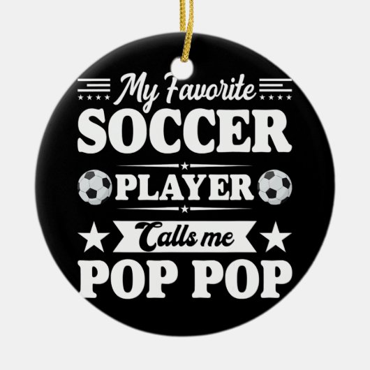 サッカーお気に入りの選手が私に電話ポップ・アートのする セラミックオーナメント (正面)