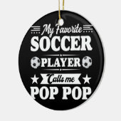 サッカーお気に入りの選手が私に電話ポップ・アートのする セラミックオーナメント (左)