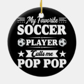 サッカーお気に入りの選手が私に電話ポップ・アートのする セラミックオーナメント (裏面)