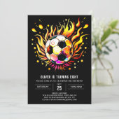 サッカーお洒落キッズ編集可能誕生日 招待状 (スタンド正面)