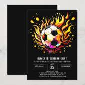 サッカーお洒落キッズ編集可能誕生日 招待状 (正面/裏面)