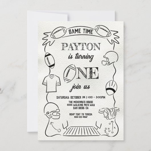 サッカーお洒落第1回片手引き誕生日 招待状 (正面)