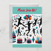 サッカーお祝い:おもしろいでパーティーをキックオフ! 招待状 (正面/裏面)