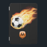 サッカーかフットボールのモノグラム iPad MINIカバー<br><div class="desc">あなたのイニシャルでカスタマイズ可能なサッカーまたはサッカーの電話ケース。このアイテムで使用されている画像はライセンス©グラフィックスFactory.com</div>