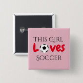 サッカーが大好きこの女の子 – サッカーボール 缶バッジ (正面&裏面)