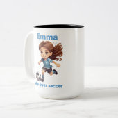 . .サッカーが大好きな女の子 ツートーンマグカップ (正面左)