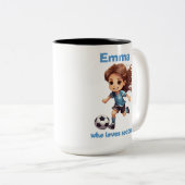 . .サッカーが大好きな女の子 ツートーンマグカップ (正面右)