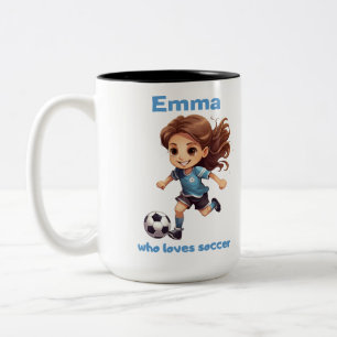 . .サッカーが大好きな女の子 ツートーンマグカップ