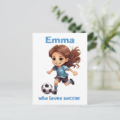 . .サッカーが大好きな女の子 ポストカード (スタンド正面)