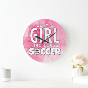サッカーが大好きな女の子 ラージ壁時計