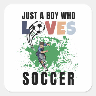 サッカーが大好きな男の子 スクエアシール
