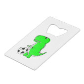 サッカーが大好きな緑の恐竜 クレジットカード栓抜き (裏面アングル)