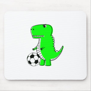 サッカーが大好きな緑の恐竜 マウスパッド