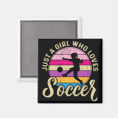 サッカーが大好きカラフルの女の子 マグネット (正面/裏面)
