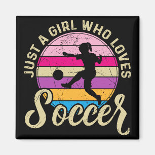 サッカーが大好きカラフルの女の子 マグネット