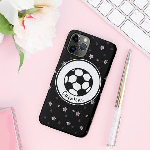 サッカーが大好き可愛いスター柄の女パーソナライズされたの子 iPhone 11 PROケース