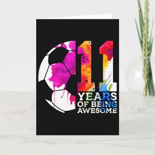 サッカーが大好き!11歳の誕生日おめでとう カード (正面)