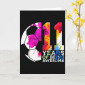 サッカーが大好き!11歳の誕生日おめでとう カード (黄色い花)