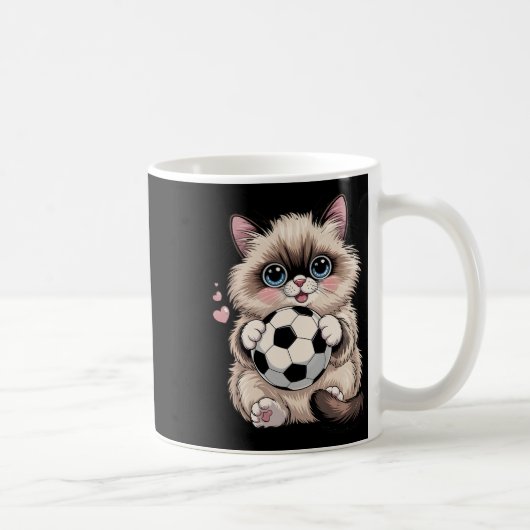 サッカーが好きなビルマ猫好き女子のための面白グッズ コーヒーマグカップ (右)