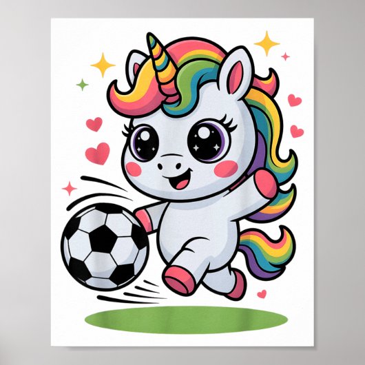 サッカーが好きなユニコーン女子 サッカー大好きママのための面白グッズ ポスター (正面)