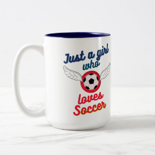 サッカーが好きな女の子 ツートーンマグカップ