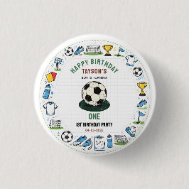 サッカーが始まるよ！1歳の誕生日おめでとう！ かわいい子供たち  缶バッジ