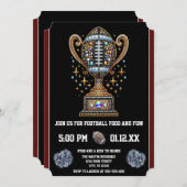 サッカーきらきら光るパーティービッグゲームボウルゲームトロフィー 招待状 (正面/裏面)