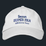 サッカーすごいファンカスタムスポーツ高校チーム 刺繍入りキャップ<br><div class="desc">このファお気に入りのン野球のスタイルキャップですごいサッカーチームをサポート。高校、青少年、クラブ、大学のチーム名を追加して、優れた帽子を作成する。（他のスポーツにも変更できる）。 チームの色に合わせて文字と帽子の色を簡単に変更。あなたはサッカー選手でもファンでも、この帽子を着てほめ素晴らしる。チーム募金素晴らしも行う!!</div>