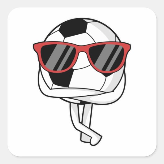 サッカーでサングラスをかけたサッカー選手 スクエアシール (正面)