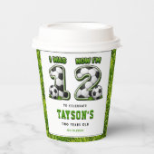 サッカーでスターな2歳の誕生日 おめでとう！ 1歳から2歳へ 紙コップ (正面)