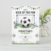 サッカーで楽しさをアップ キッズ誕生日招待状 招待状 (スタンド正面)