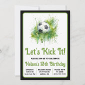 サッカーで盛り上がろう！サッカーをテーマにした子供の誕生日 招待状 (正面)