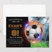 サッカーで盛り上がろう！ サッカー・パーティー、フットボール・テーマ 招待状 (正面/裏面)