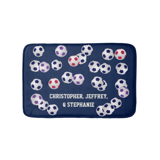 サッカーで自分の色を選ぶ数々の バスマット (正面)
