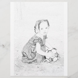 サッカーで遊ぶ女の子の塗り絵