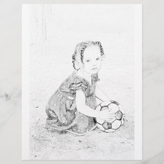 サッカーで遊ぶ女の子の塗り絵