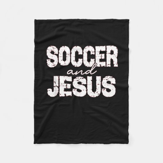 サッカーとイエスのキリスト教の名言 聖書 フリースブランケット (正面)