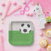 サッカーとゴール ペーパープレート (パーティー)