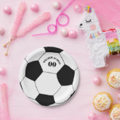 サッカーとサッカーボールのプレート（名前と番号） ペーパープレート (パーティー)
