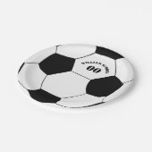 サッカーとサッカーボールのプレート（名前と番号） ペーパープレート (アングル)