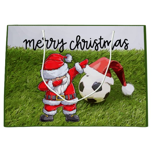 サッカーとサンタ・ダビングのサッカークリスマス ラージペーパーバッグ (正面)
