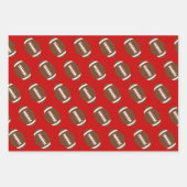 サッカーとスノーフレークレッドとブラッククリスマス ラッピングペーパーシート (正面2)