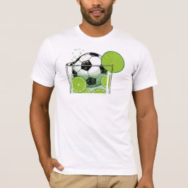 サッカーとライムドリンクの面白いグラフィックTシャツ メンズ Tシャツ