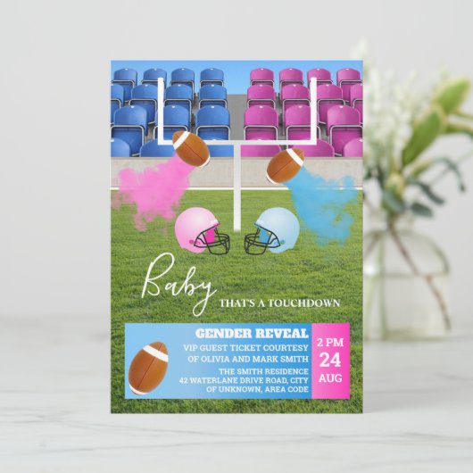 サッカーとラグビーのスポーツの煙のジェンダーの暴露 招待状 (スタンド正面)