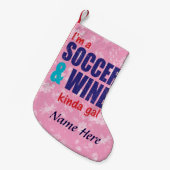サッカーとワインのおもしろいクリスマスストッキング スモールクリスマスストッキング (正面 (吊り時))