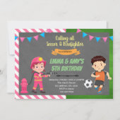 サッカーと消防士の合同パーティーへの招待 招待状 (正面)