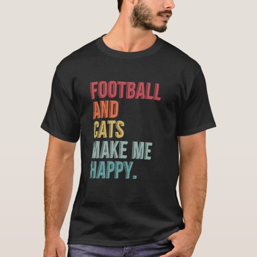 サッカーと猫が幸せになるおもしろいことわざ Tシャツ (正面)